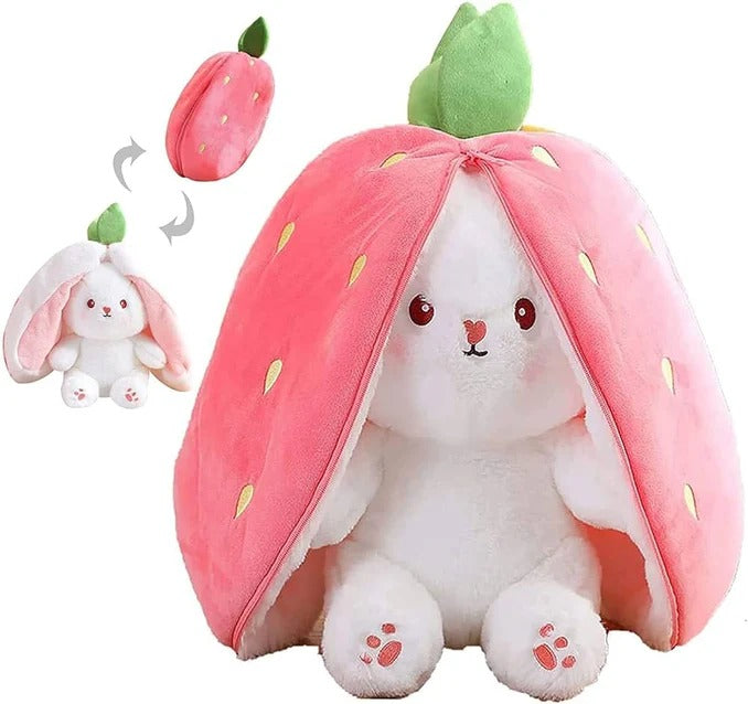 Strawberry Rabbit Plush Pillow