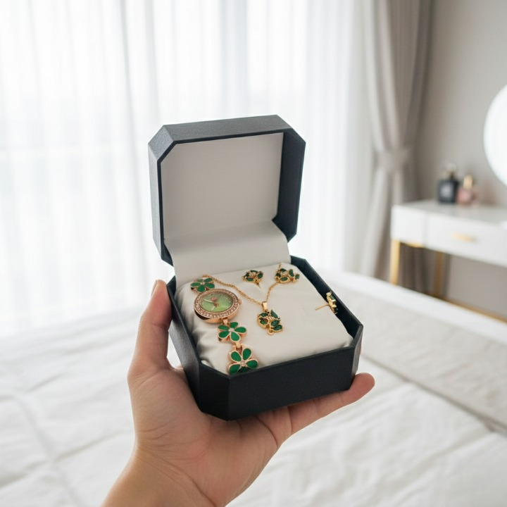 Stylish Ladies Watch & Jewellery Set – Durable & Elegant